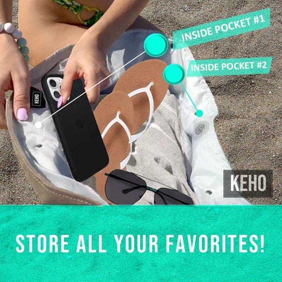 KEHO "Beach Vibes" Beach Bag - (Warm Sand) - Picture 4 of 9